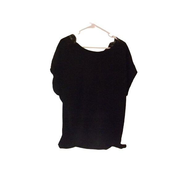 Womens NWOT No Frills Los Angeles Capped Sleeve Crepe Black W/Lace @ Neckline - Picture 2 of 3